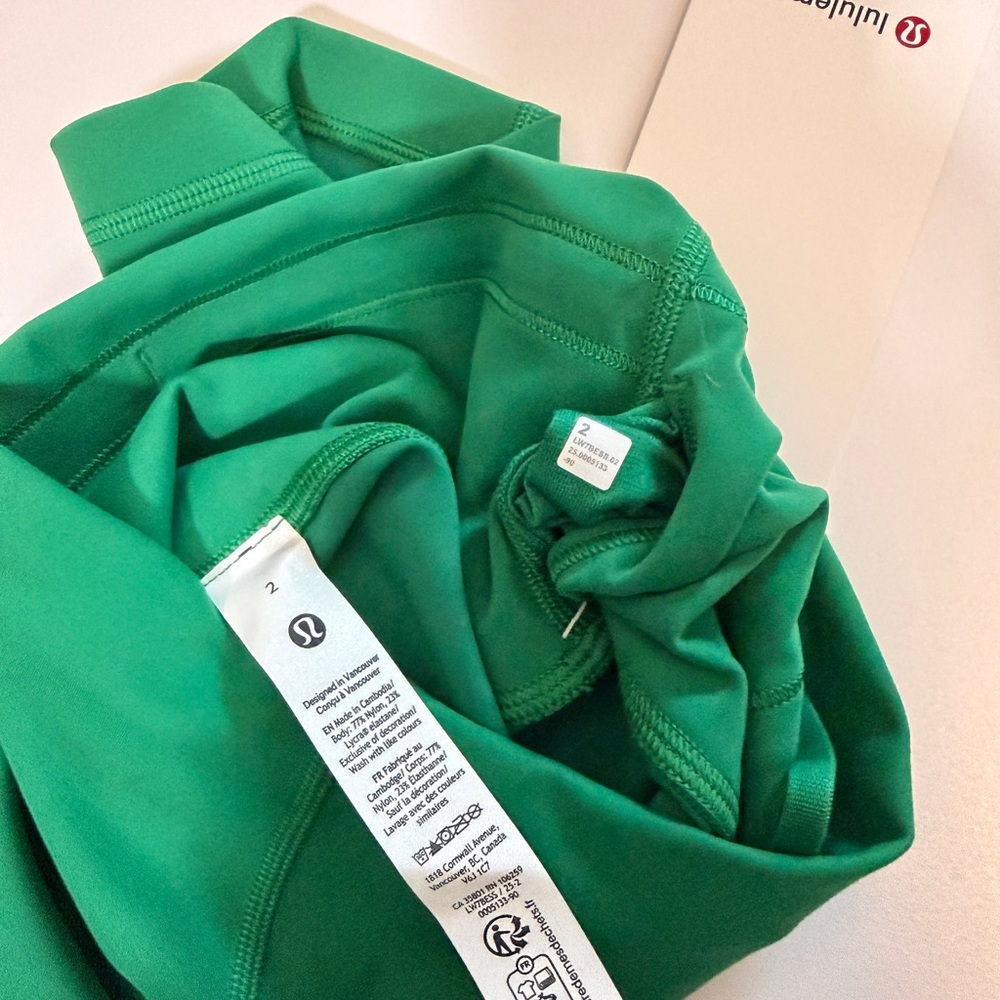 lululemon Biker Shorts Wunder Train High Rise 6’ Sz 2 Green Workout Minimalist - Picture 9 of 13